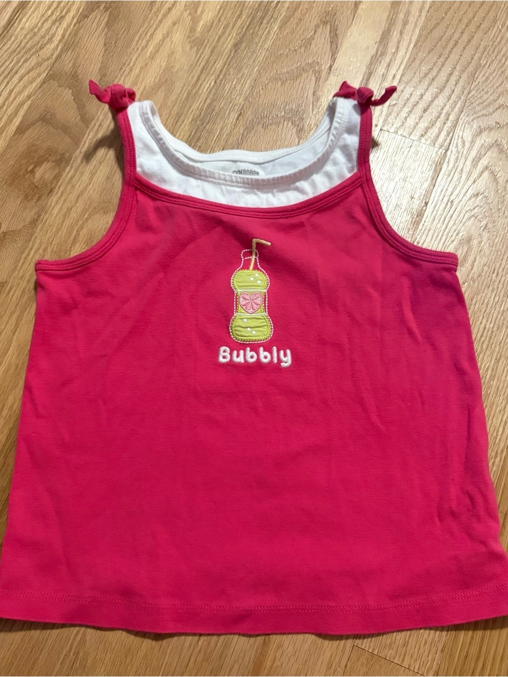 Gymboree Hot Pink Bubbly Drink Applique Tank Top Sz 8 Vintage Kids